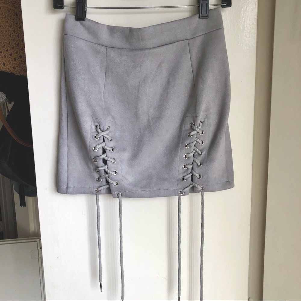 Suede mini skirt
